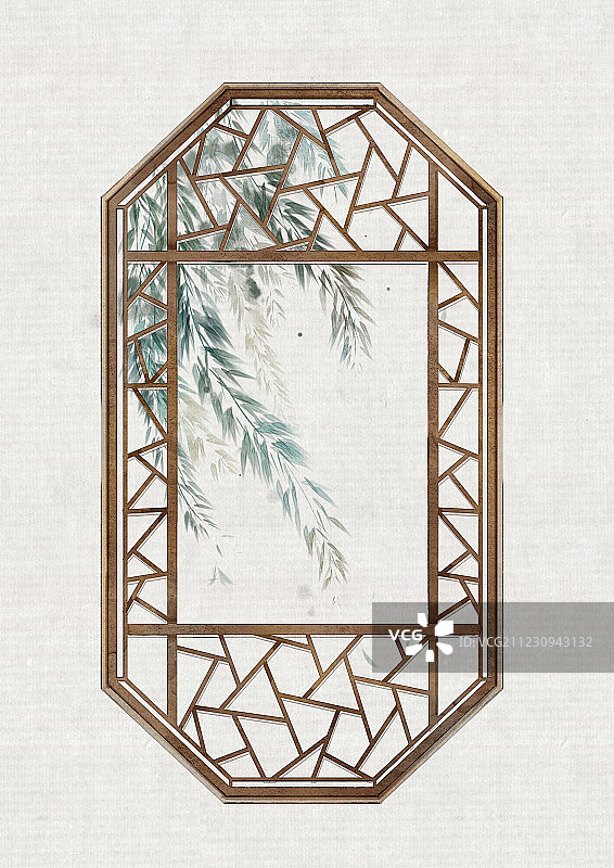 中国风古风窗户窗棂插画图片素材