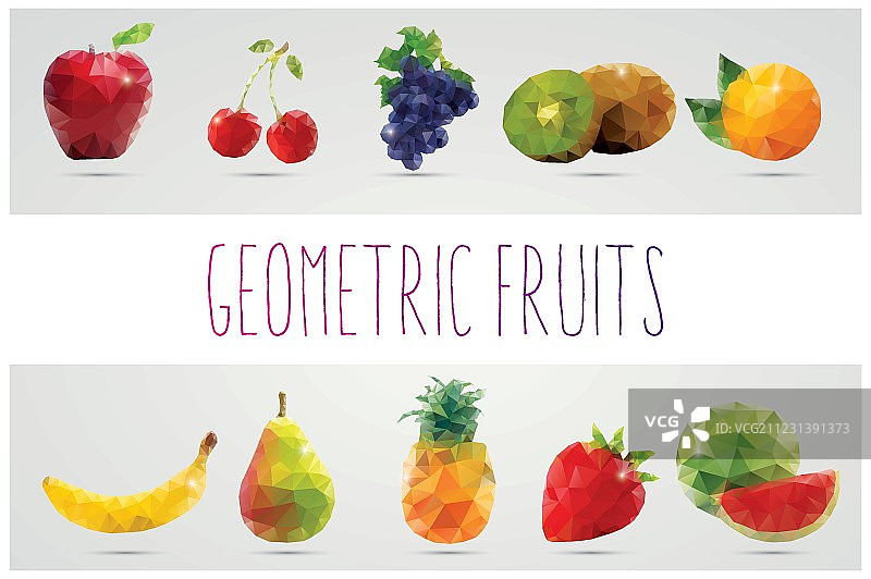 集合几何多边形水果，三角形，苹果，雪儿图片素材