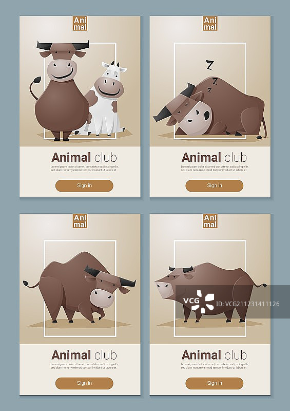 动物横幅与牛的网页设计图片素材