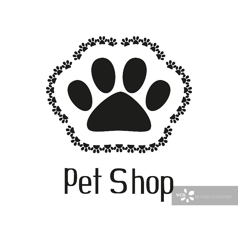 带有宠物爪子的宠物店标志图片素材