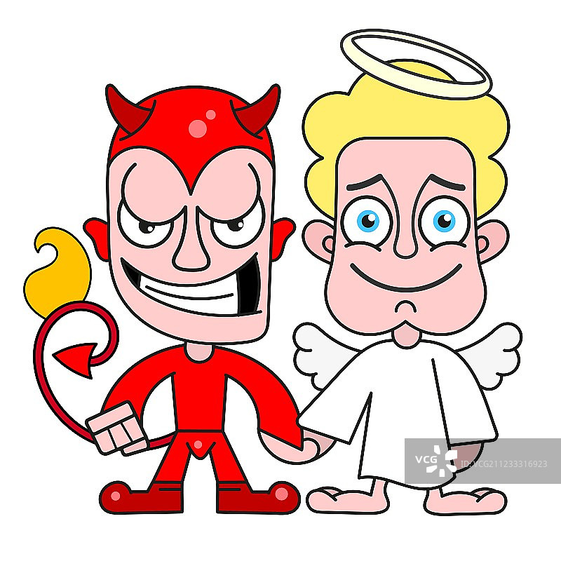 天使和恶魔善良和邪恶的t恤向量图片素材