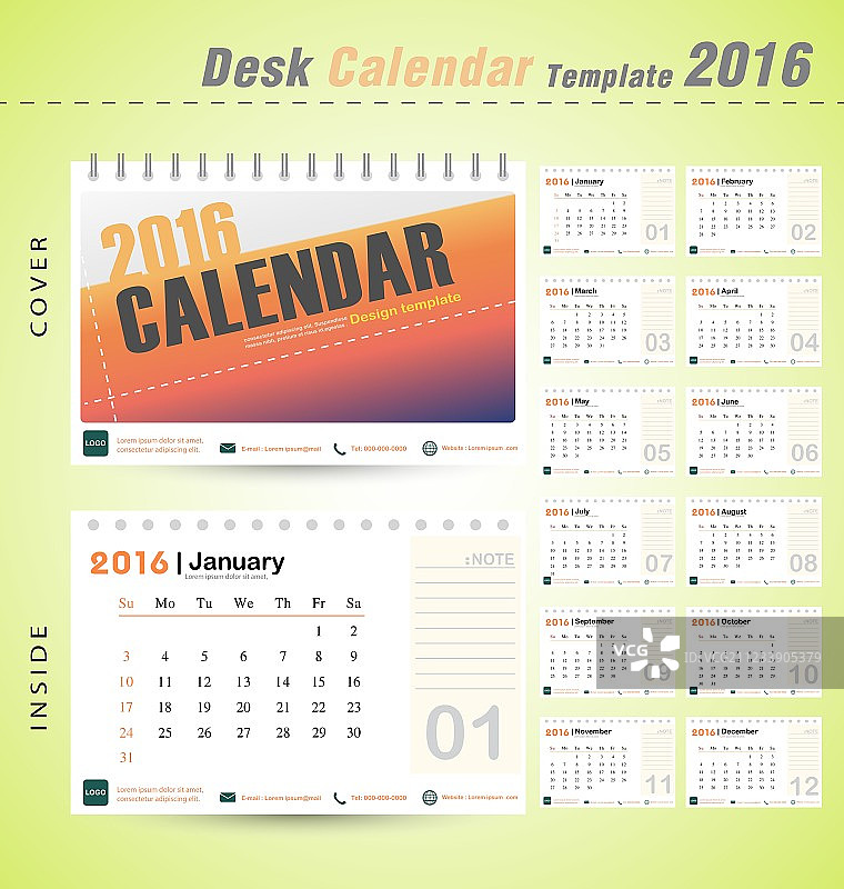 桌面日历2016现代设计封面模板图片素材