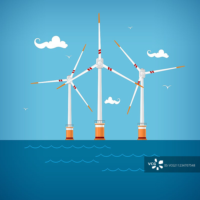 海上的风力涡轮机图片素材