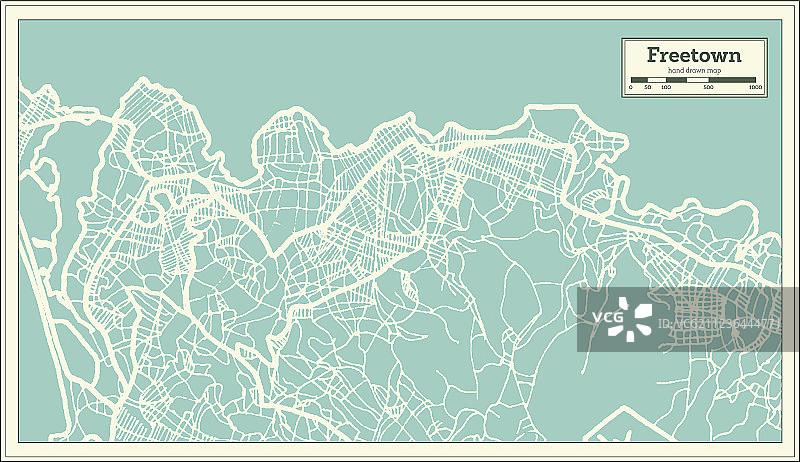 弗里敦塞拉利昂城市地图复古风格图片素材