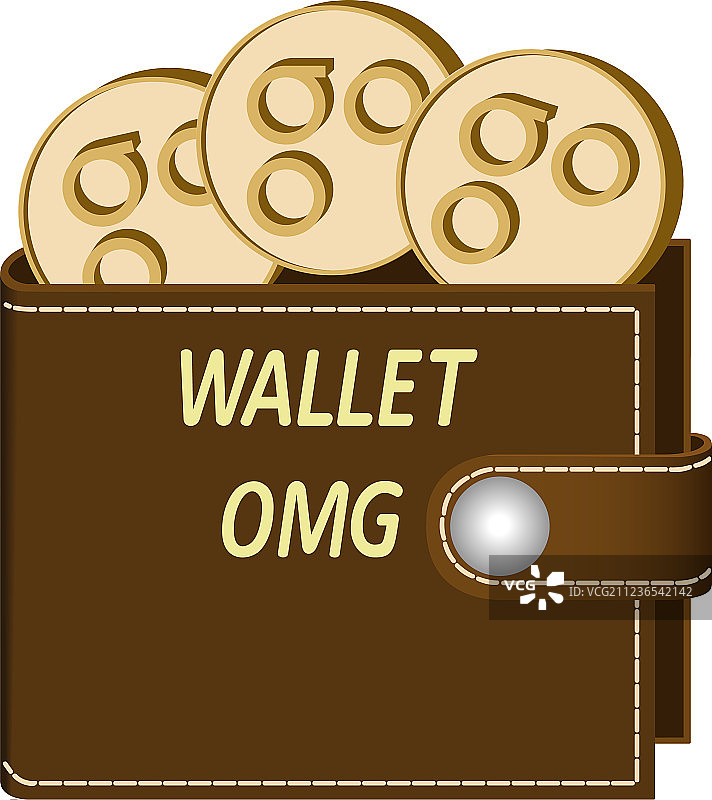 奥米塞戈钱包，白色背景上的硬币图片素材