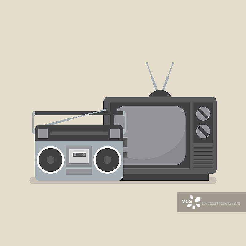 复古的电视和收音机图片素材