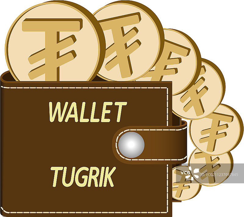 棕色钱包与图格里克硬币图片素材