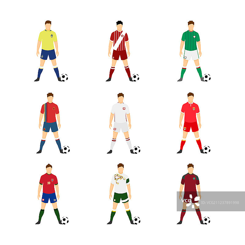 各种国家队足球制服套装图片素材