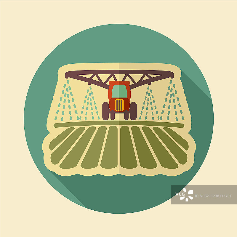 拖拉机灌溉土壤和施肥田图标图片素材