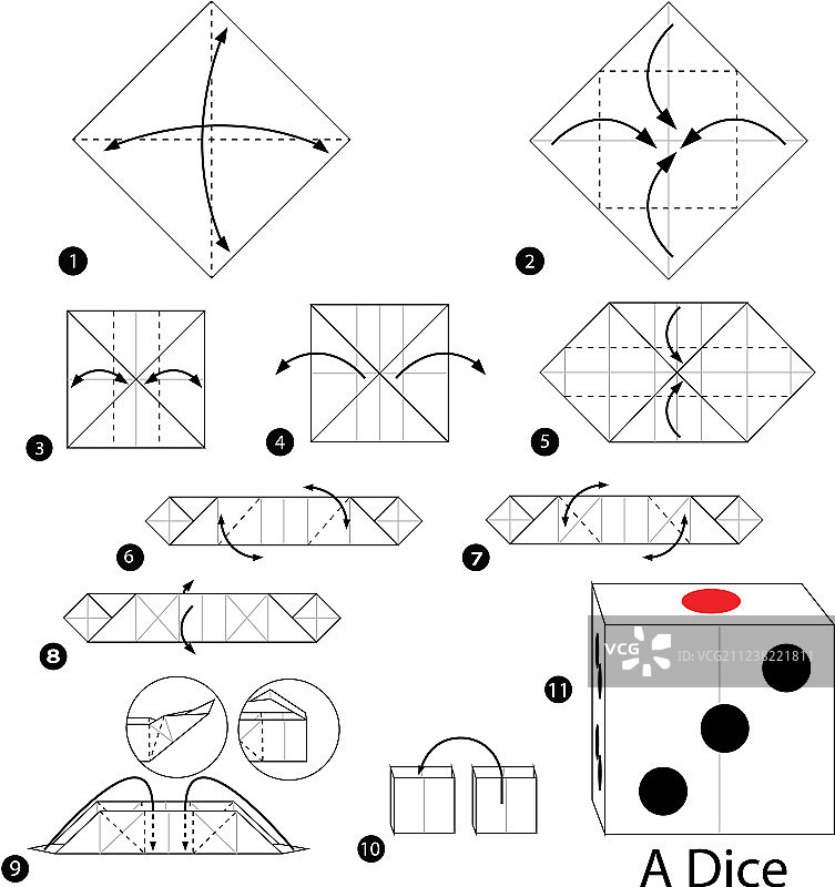步骤说明如何折纸骰子图片素材