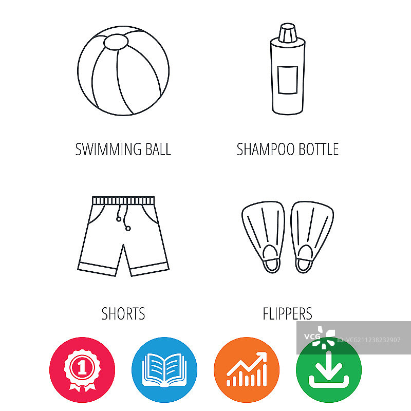 脚蹼游泳球和泳裤图标图片素材