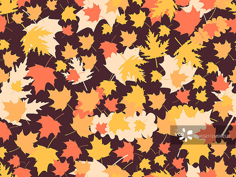 秋叶无缝图案橡树叶枫树图片素材