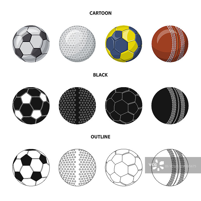 孤立的运动对象和球的图标集图片素材