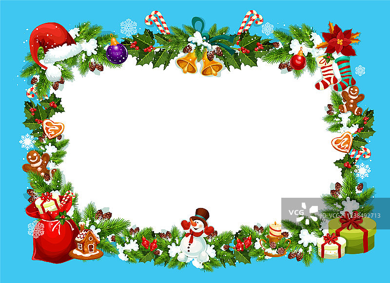 圣诞贺卡与礼物相框图片素材