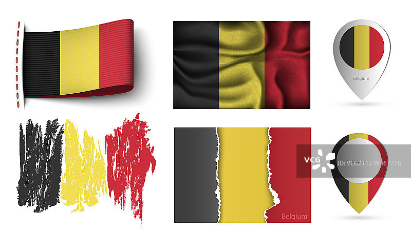 隔离的比利时旗帜集合图片素材