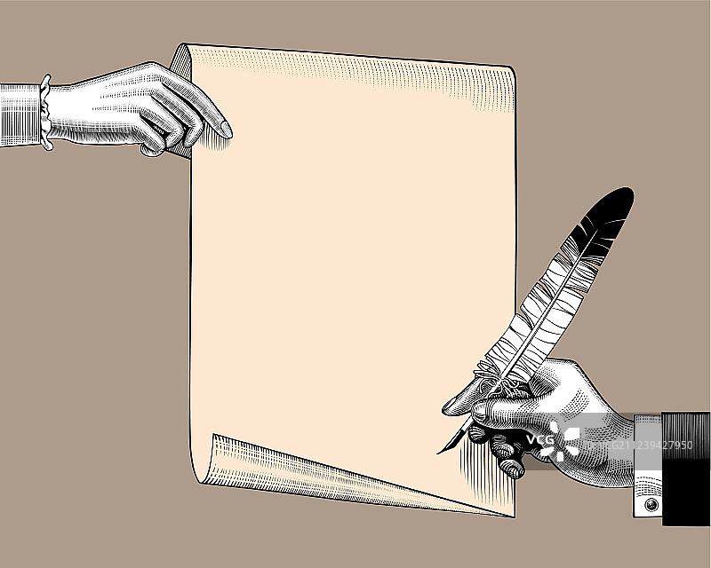 女人的手拿着一张纸，男人的手图片素材