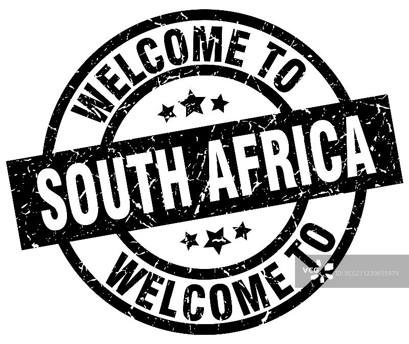 欢迎来到南非，黑色邮票图片素材