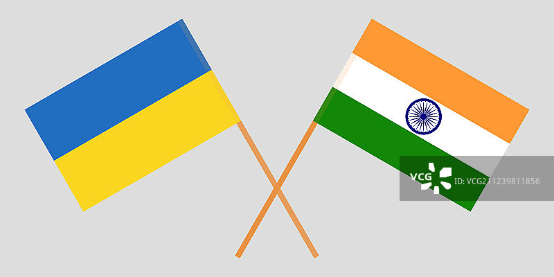 乌克兰和印度国旗图片素材