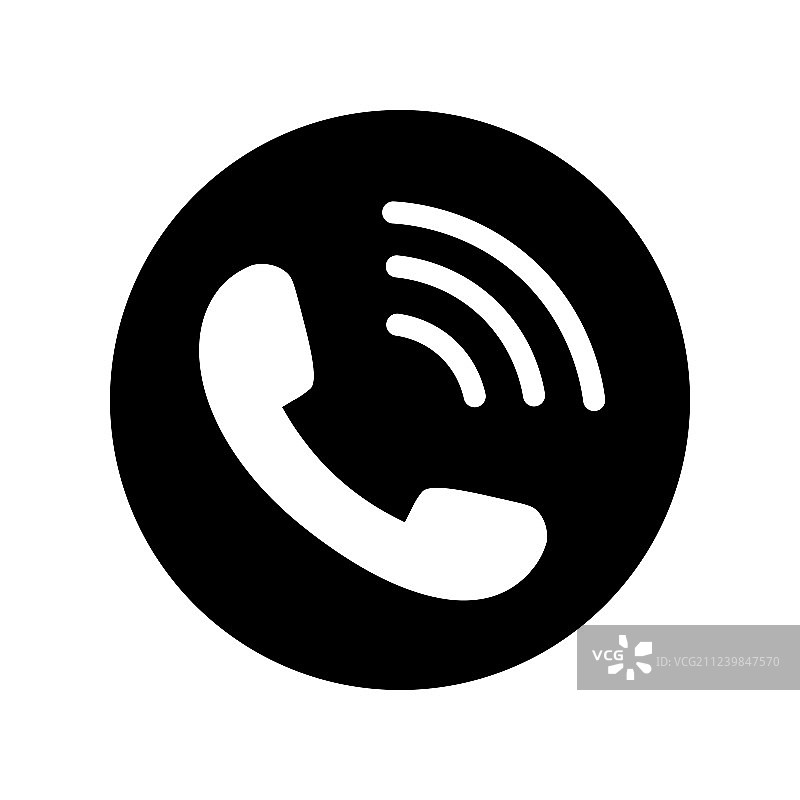 电话图标中的黑色圆圈电话符号图片素材