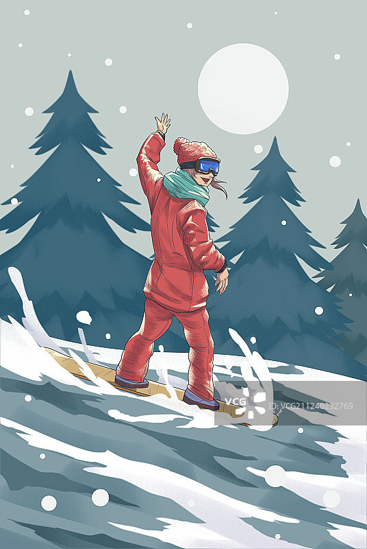 滑雪插画图片素材