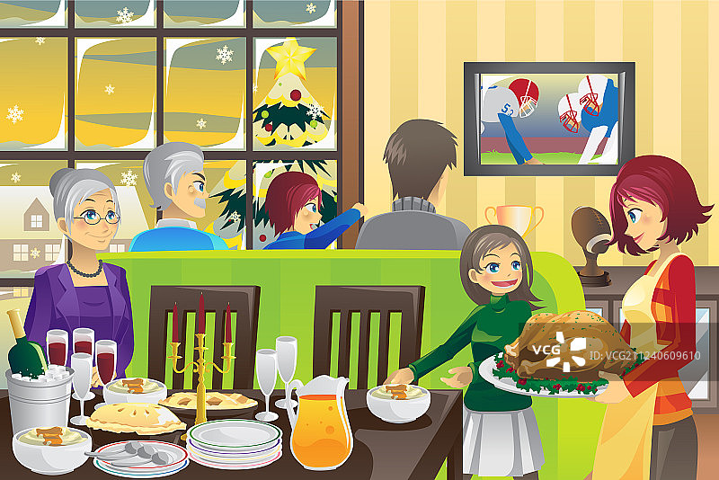 感恩节家庭晚餐图片素材