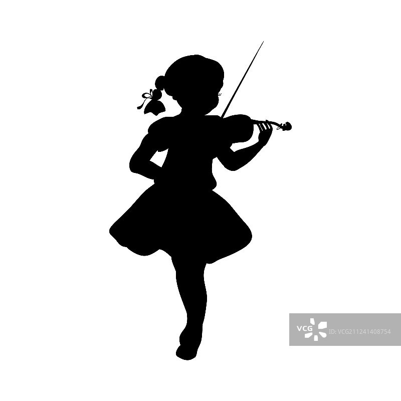 剪影女孩的音乐演奏小提琴图片素材