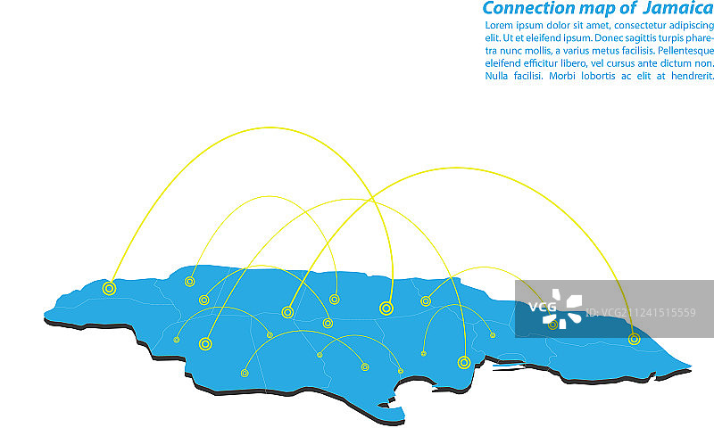 牙买加现代地图连接网络设计图片素材