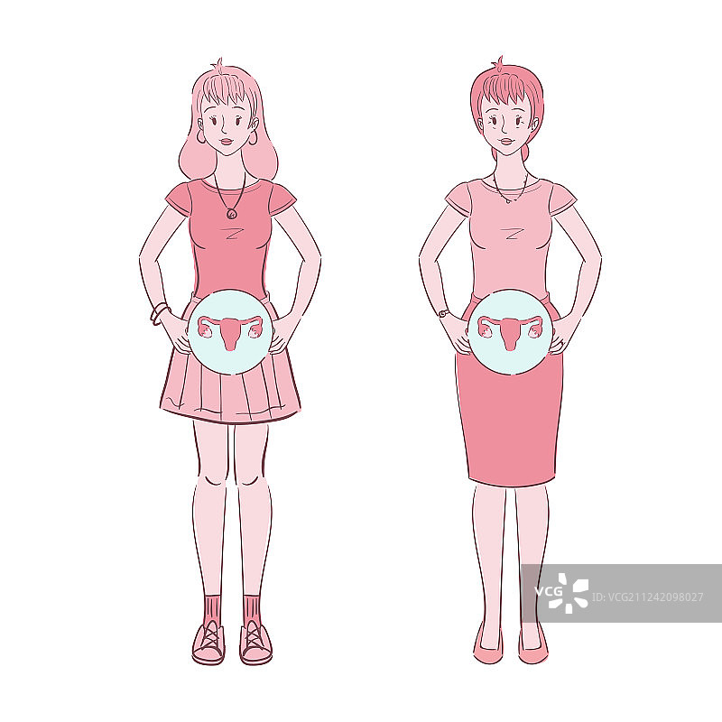 两个有女性生殖系统的女人图片素材