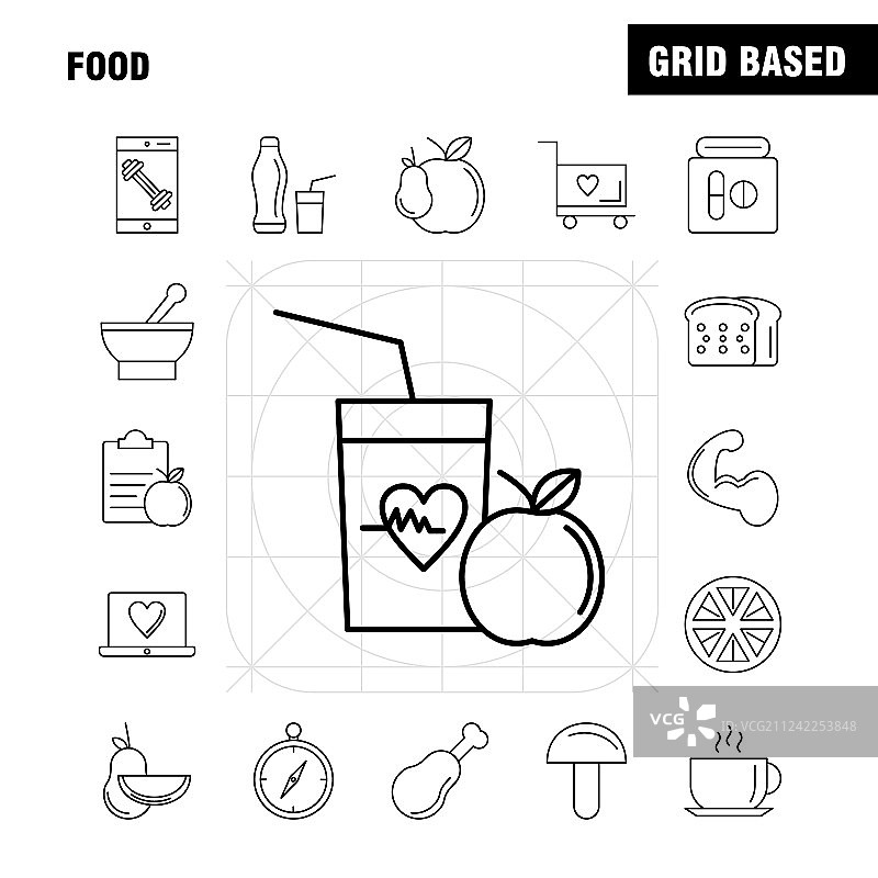 食品线图标web打印和移动uxui工具包图片素材