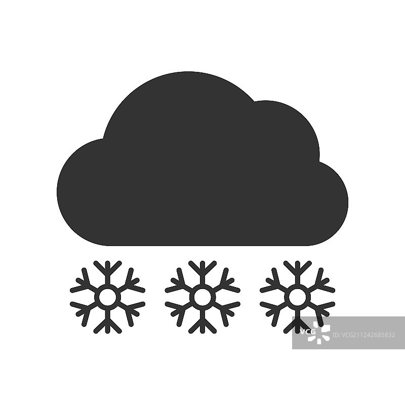 黑色的云与雪花图标上的白色背景图片素材