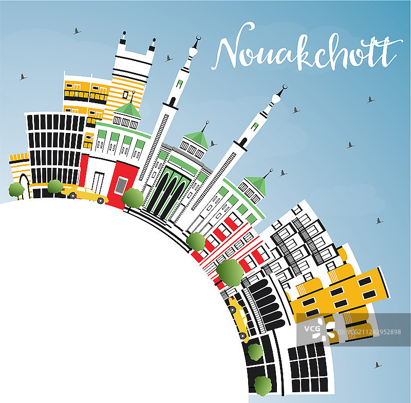 努瓦克肖特毛里塔尼亚城市天际线的颜色图片素材