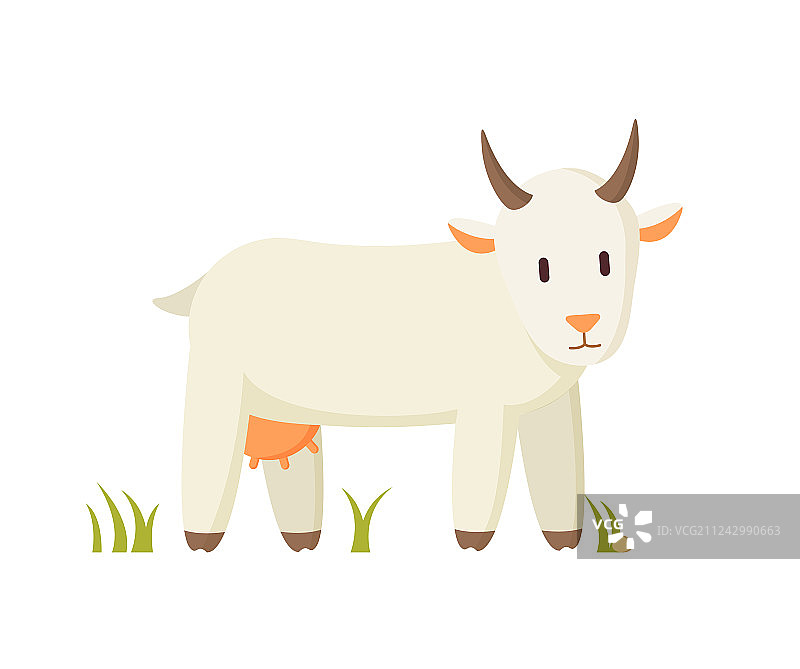 奶山羊站在草地上的卡通人物图片素材