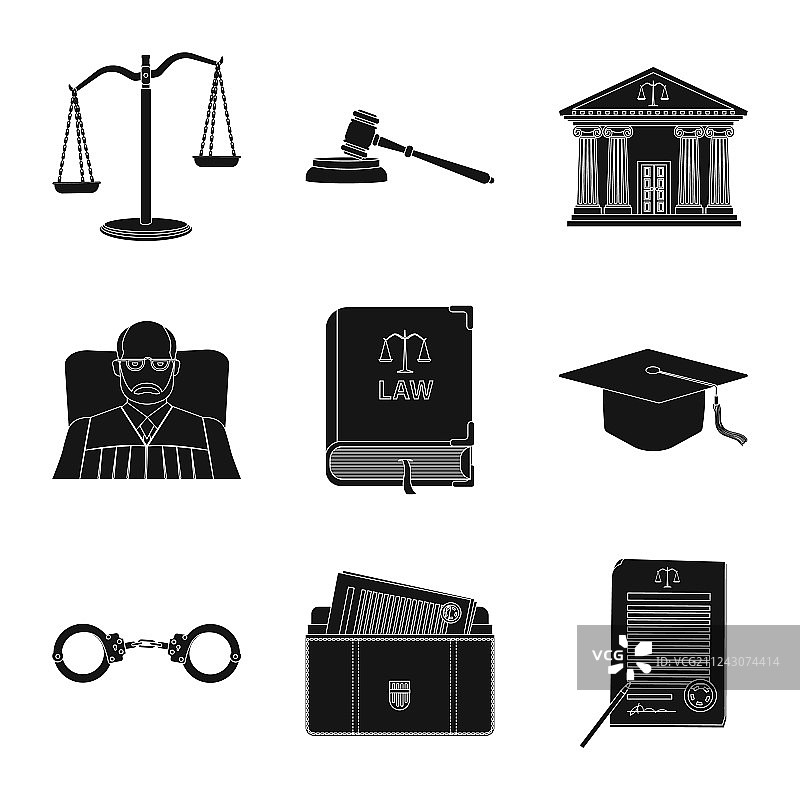 法律的设计和律师签署的一套法律图片素材