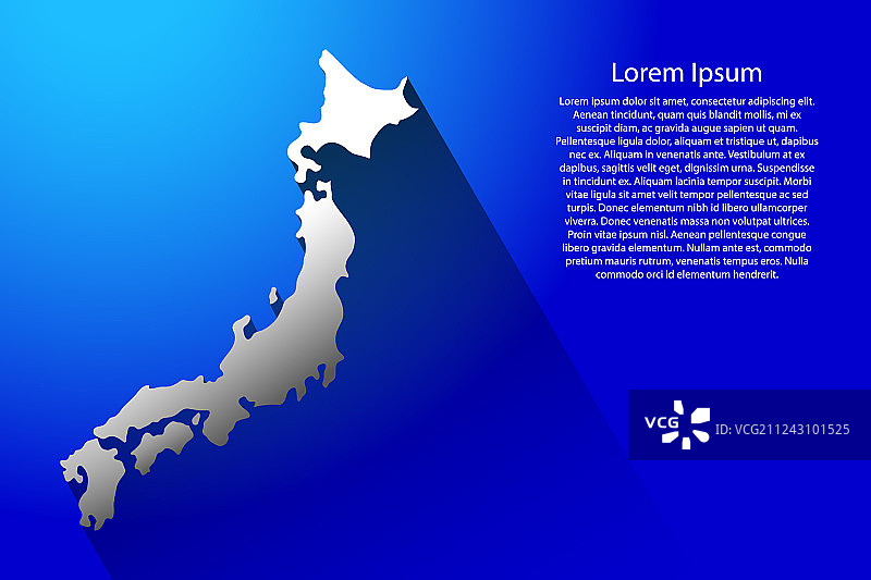 抽象的日本地图与长阴影在蓝色图片素材