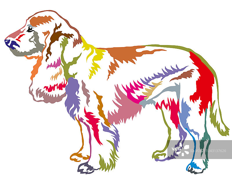彩色装饰站立的狗画像图片素材