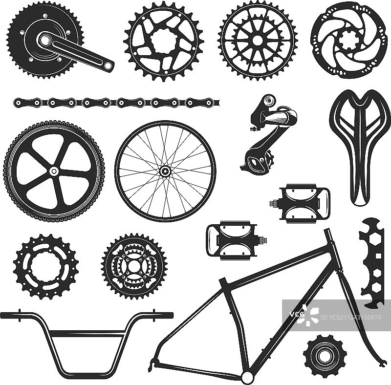 自行车修理零件设置车辆元素图标图片素材