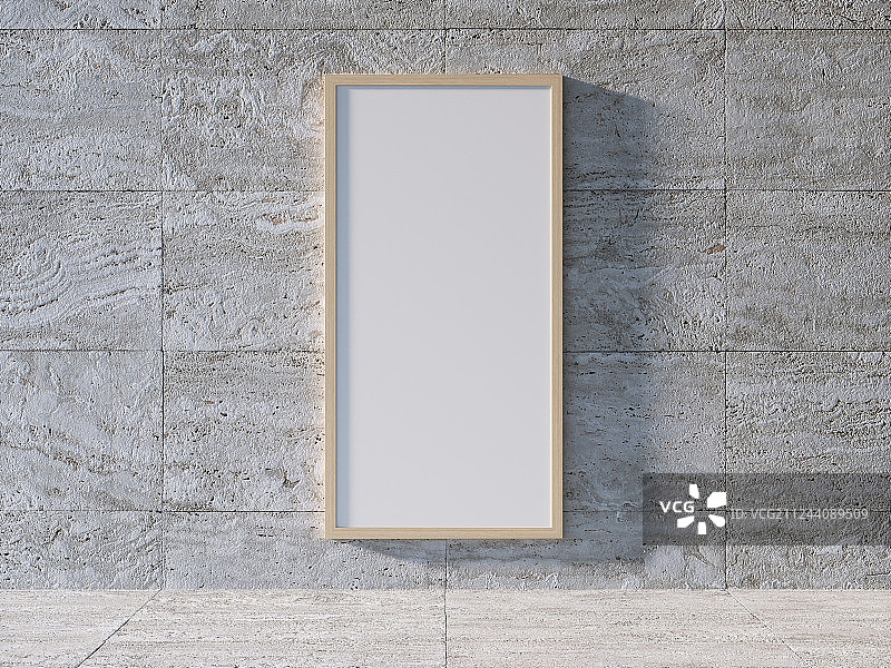 灰色砖块墙面上悬挂的空白展示牌模板素材图片素材