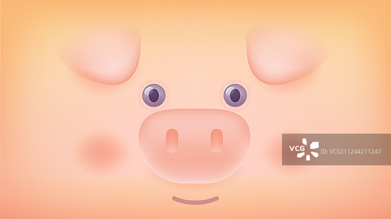 梯度风格设计的可爱猪象征图片素材
