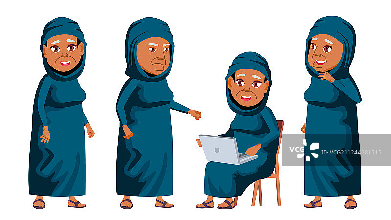 阿拉伯穆斯林老妇人摆出老态图片素材