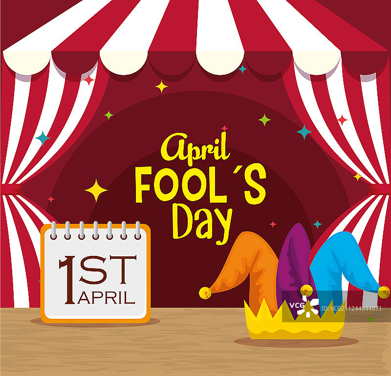 马戏团用日历和小丑帽来愚人节图片素材