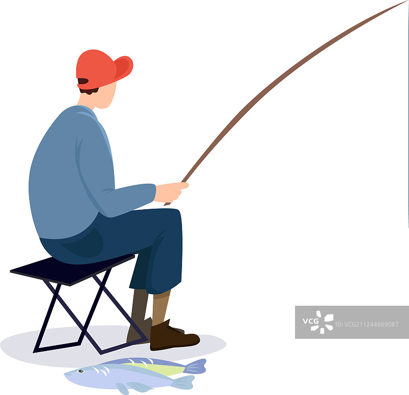 渔夫坐在折叠椅上，雄渔夫图片素材