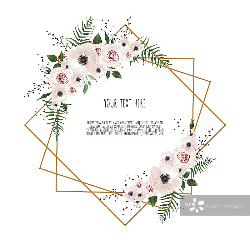 卡片与鲜花和几何框架花卉图片素材