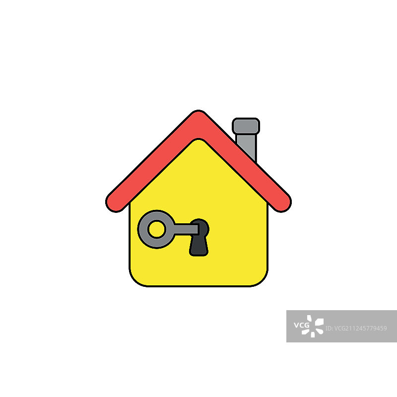 图标概念钥匙锁或解锁房子的钥匙孔图片素材