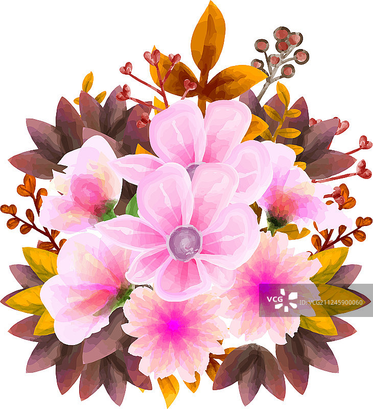 花束水彩花花集色彩缤纷图片素材