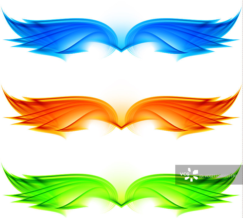 抽象的翅膀设置在白色的背景图片素材