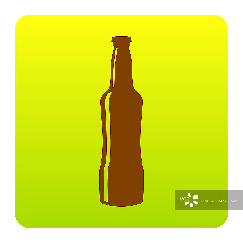 啤酒瓶标志棕色图标在绿色图片素材