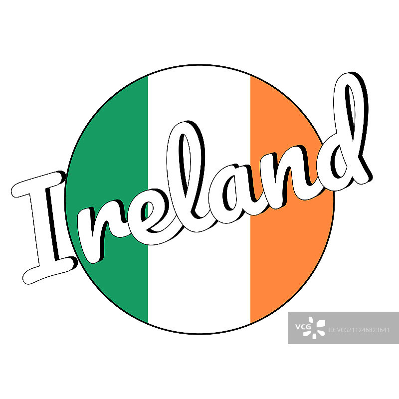 圆形按钮图标与爱尔兰国旗图片素材