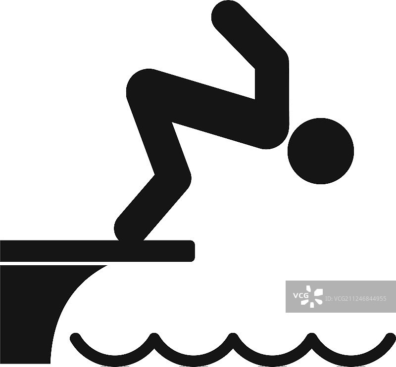 男子跳跃在水池图标简单的风格图片素材