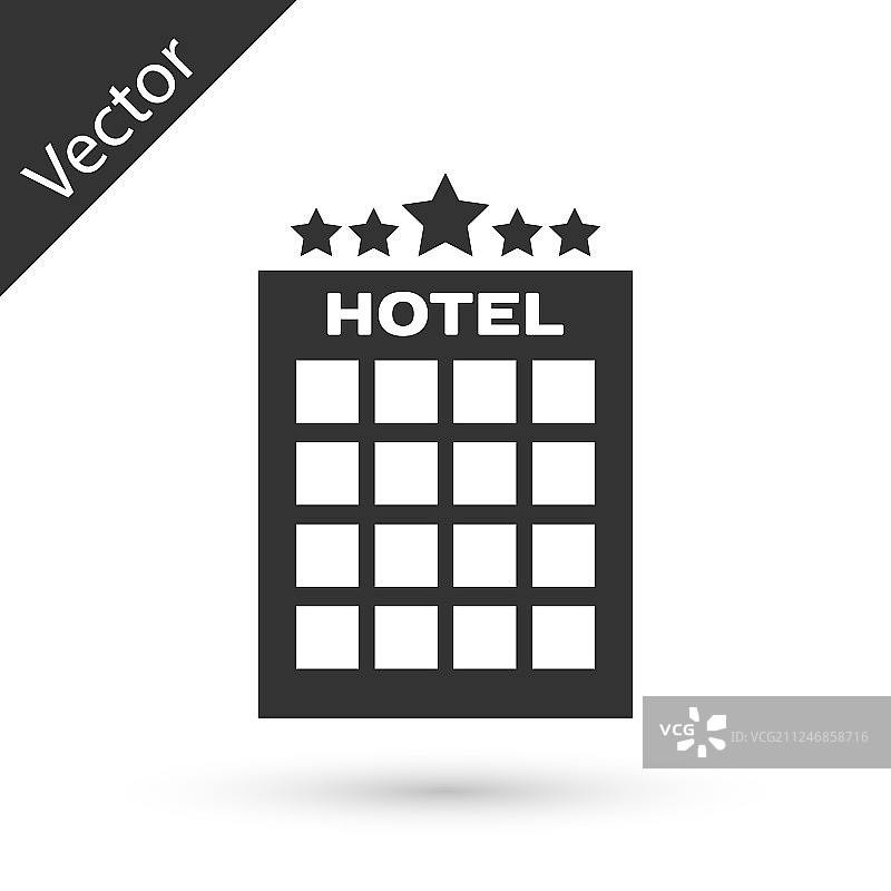 灰色酒店建筑图标孤立在白色上图片素材