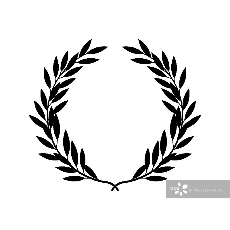 黑色剪影希腊月桂花环在平图片素材